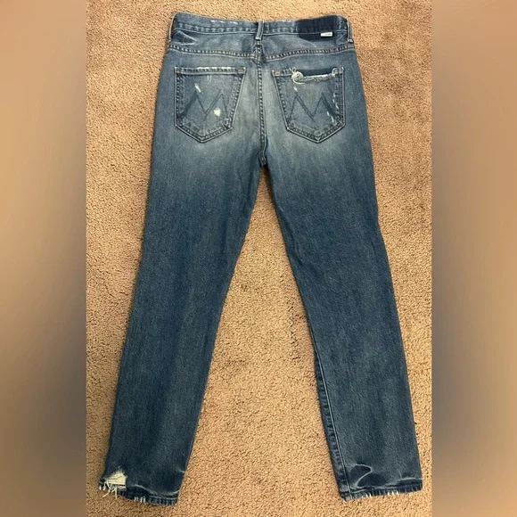 Mother Jeans The Saint Sz 24 Inseam 27 Distressed Jeans Cotton Blend Made USA - Picture 3 of 9